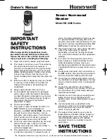 Honeywell HZ-3200 - Fan Forced 1500W Charcoal Tower Surround Heater Owner'S Manual preview