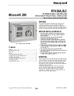 Honeywell MICRONIK 200 R7426A Installation & Start-Up Instructions preview