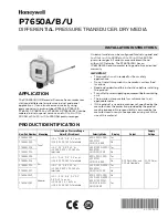 Предварительный просмотр 1 страницы Honeywell P7650A Series Installation Instructions Manual