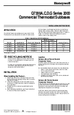 Preview for 1 page of Honeywell Q7300A Installation Instructions Manual