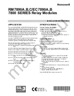 Preview for 1 page of Honeywell rm7890b Installation Instructions Manual