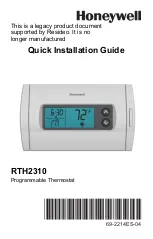 Preview for 1 page of Honeywell RTH2310 Instalation Gude