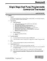 Honeywell Single Stage Heat Pump ProgrammableCommercial Thermostat Manual Specification preview