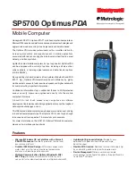 Honeywell SP5700 Specification Sheet preview