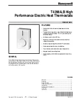 Honeywell T4398A1021 - Electric Heat Thermostat Product Data preview