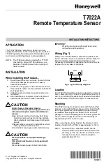 Предварительный просмотр 1 страницы Honeywell T7022A Installation Instructions