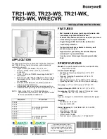 Preview for 1 page of Honeywell TR21-WS Installation Instructions Manual