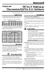 Preview for 1 page of Honeywell Tradeline Q674A-E Installation Instructions Manual