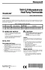 Honeywell Tradeline T8511G Installation Instructions Manual preview