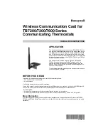 Honeywell Wireless Communication Card Installation Instructions preview