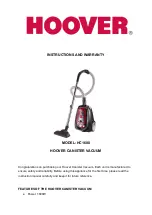 Preview for 1 page of Hoover HC1600 Instructions And Warranty