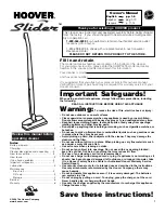 Предварительный просмотр 1 страницы Hoover Slider Slider Vacuum Cleaner Owner'S Manual