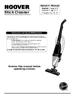 Preview for 1 page of Hoover Stick Cleaner S2535 Owner'S Manual