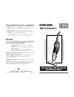 Предварительный просмотр 1 страницы Hoover Stick Cleaner S2541 Owner'S Manual