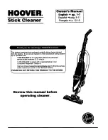 Hoover Stick Vacuum Owner'S Manual предпросмотр