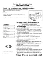 Предварительный просмотр 2 страницы Hoover U5150-900 Owner'S Manual