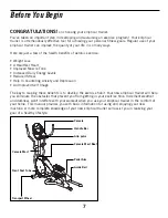 Предварительный просмотр 7 страницы Horizon Fitness LIMITED SERIES E6050 User Manual