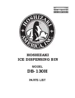 Hoshizaki DB-130H Parts List preview