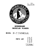 Hoshizaki F-1100MAA Parts List preview