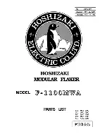 Hoshizaki F-1100MWA Parts List preview