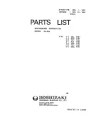 Hoshizaki KD-90A Parts List preview