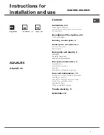 Preview for 1 page of Hotpoint Ariston AQ104D 49 Instructions For Installation And Use Manual