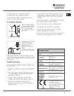 Preview for 3 page of Hotpoint Ariston AQ7F 29 U H Instructions For Installation And Use Manual