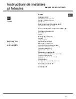 Preview for 37 page of Hotpoint Ariston AQUALTIS AQ114D 697D Instructions For Installation And Use Manual