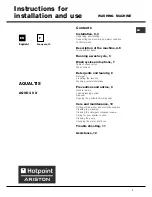 Preview for 1 page of Hotpoint Ariston Aqualtis AQ9D 49 X Instructions For Installation And Use