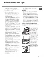 Preview for 9 page of Hotpoint Ariston AQUALTIS aqd1071d 69 Instructions For Installation And Use Manual