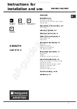 Hotpoint Ariston Aqualtis AQLF9F 69 U Instructions For Installation And Use Manual preview