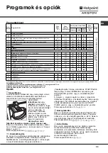 Preview for 55 page of Hotpoint Ariston aqualtis AQSF 29 U Instructions For Installation And Use Manual