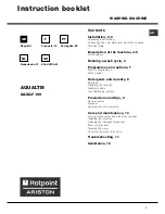 Предварительный просмотр 1 страницы Hotpoint Ariston Aqualtis AQXGF 169 Instruction Booklet