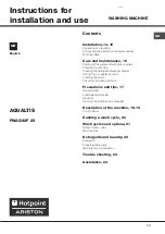 Preview for 13 page of Hotpoint Ariston AQUALTIS PWAQ92F29 Instructions For Installation And Use Manual