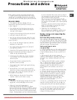 Preview for 9 page of Hotpoint Ariston AVTXL 129 Instructions For Use Manual