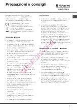 Предварительный просмотр 7 страницы Hotpoint Ariston BMTM 1721 V Operating Instructions Manual