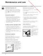 Предварительный просмотр 6 страницы Hotpoint Ariston BSZ 1632 Operating Instructions Manual