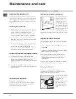 Предварительный просмотр 16 страницы Hotpoint Ariston BSZ 2321 EU Operating Instructions Manual