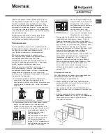 Предварительный просмотр 13 страницы Hotpoint Ariston CISFB G /HA Operating Instructions Manual