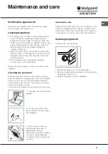 Предварительный просмотр 21 страницы Hotpoint Ariston FB 21 A.2 IX/HA Operating Instructions Manual