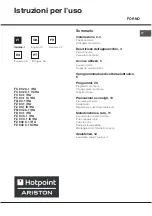 Предварительный просмотр 1 страницы Hotpoint Ariston FC 83.1 /HA Operating Instructions Manual