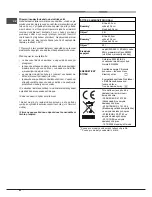 Предварительный просмотр 42 страницы Hotpoint Ariston FHR640OW Operating Instructions Manual