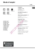 Preview for 27 page of Hotpoint Ariston FQ 103 GP.1 F/HA Operating Instructions Manual