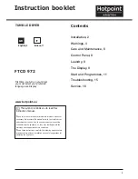 Preview for 1 page of Hotpoint Ariston FTCD 972 Instruction Booklet