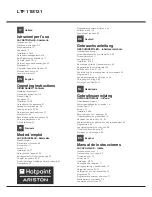 Preview for 1 page of Hotpoint Ariston LTF 11M121 Operating Instructions Manual