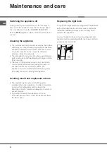 Предварительный просмотр 14 страницы Hotpoint Ariston MTM 1911 F/HA Operating Instructions Manual