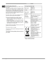 Preview for 8 page of Hotpoint Ariston OL 1038 LI RFH (CF) Operating Instructions Manual