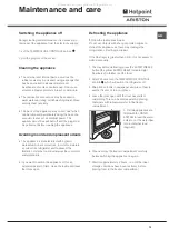 Preview for 13 page of Hotpoint Ariston UP 1511 TK/HA Operating Instructions Manual