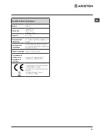 Preview for 47 page of Hotpoint Ariston WMG 721 Instructions For Use Manual