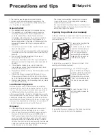 Предварительный просмотр 11 страницы Hotpoint AQ113D 697 E Instructions For Installation And Use Manual